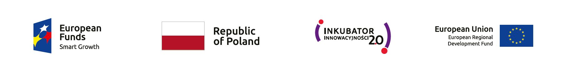 Logos od European Funds, Republic of Poland, Inkubator Innowacyjności 2.0, European Union