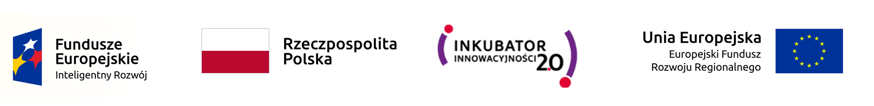 Logotypy Fundusze Europejskie, Rzeczpospolita Polska, Inkubator Innowacyjności 2.0, Unia Europejska